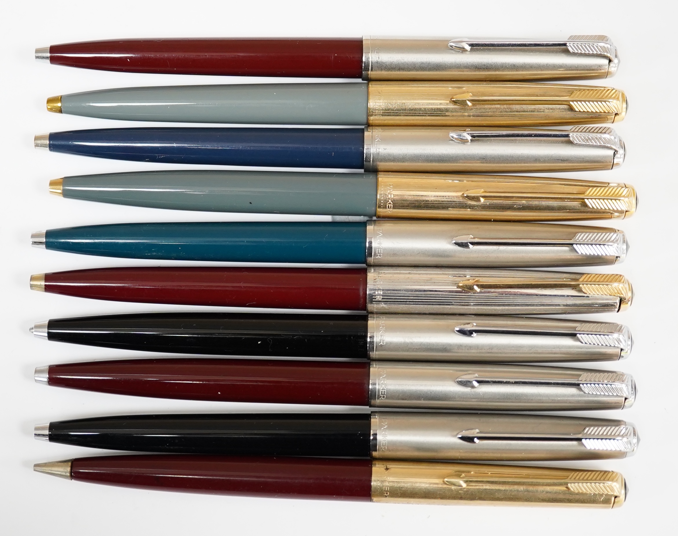 Parker '51' ballpens (Jotters) (9), plus one pencil (10)